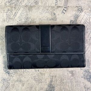 Coach Black Signature Canvas Continental Wallet